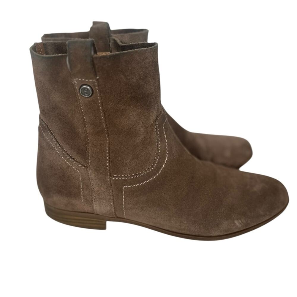 Frye & Co Sarah Shortie Suede Ankle Bootie Womens 10 Western Tan Taupe Slouchy - Picture 4 of 10